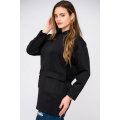 Urban Black Casual Maxi Long Sleeve Hoodie Jacket With Pockets