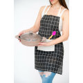 Senza Kitchen Cooking Checked Apron With Pocket Black