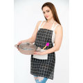 Senza Kitchen Cooking Checked Apron With Pocket Black