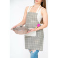 Senza Kitchen Cooking Checked Apron With Pocket Grey