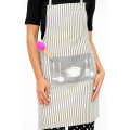 Senza Kitchen Cooking Striped Apron With Pocket Red Grey
