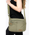Green Unisex Multi Zipper Sling Shoulder Nylon Bag Crossbody Travel Bag