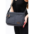 Black Unisex Multi Zipper Sling Shoulder Nylon Bag Crossbody Travel Bag