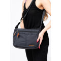 Black Unisex Multi Zipper Sling Shoulder Nylon Bag Crossbody Travel Bag