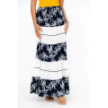 Ladies High Waist Boho Printed Long Pleated Skirt
