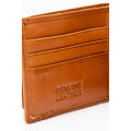 Camel Mountain Genuine Leather Bi Fold Stitch Detail Wallet with Coin Pouch Credit Card Holder Tan