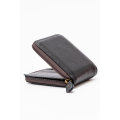 Camel Mountain Genuine Leather Zip Around Bi-Fold Wallet Black