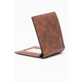 Camel Mountain Leather Bi Fold Stitch Detail Wallet with Coin Pouch Tan