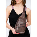 Crossbody Sling Bag Backpack Bag Brown PU Leather