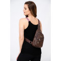 Crossbody Sling Bag Backpack Bag Brown PU Leather
