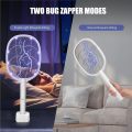 Rechargeable 2 In 1 Trap Lamp Mosquito Zapper Racket Fly Swatter