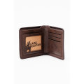 Camel Mountain Leather Bi-Fold Wallet Brown