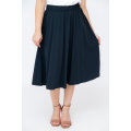 Casual Navy Pleated Skirt