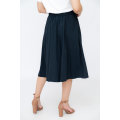 Casual Navy Pleated Skirt