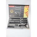 6 Piece Stainless Steel Kitchen Knives Slicer Set With Gift Case Black