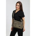 Canvas Unisex Multi Zipper Sling Shoulder Bag Crossbody Travel Messenger Bag