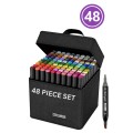 Dual Tip Head Colouring Marker Pen Set With Carry Bag 48s
