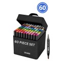 Dual Tip Head Colouring Marker Pen Set With Carry Bag 60s
