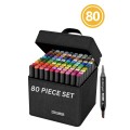 Dual Tip Head Colouring Marker Pen Set With Carry Bag 80s