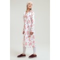 Ellery Rose Print Flannel Button Down Sleep Shirt Dress