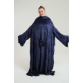 Wearable Fleece Throw Blanket with Sleeves and Foot Pockets