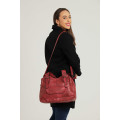 Ladies Faux Leather Handbag With Multiple Compartments Red