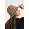 Ladies Panama Winter Fluffy Fur Knitted Bucket Hat