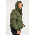 Ladies Winter Hooded Puffer Jacket With Easy Carry Bag