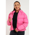 Ladies Winter Hooded Puffer Jacket With Easy Carry Bag