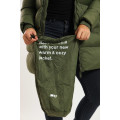 Ladies Winter Long Hooded Puffer Jacket With Easy Carry Bag