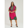 Lisa Dashiki Cotton Kaftan Short Sleeve Mid Length Maxi Dress