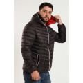 Mens Hooded Puffer Jacket With Easy Carry Bag