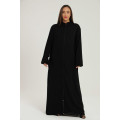 Sara Zipp-Up Long Sleeve Loose Fit Black Abaya Cloak Dress With Pockets