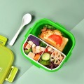 Senza Square 900ml Plastic Divided Lunch Box & 350ml Water Bottle Set With Spoon