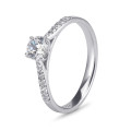 9ct White Gold Cubic Zirconia Solitaire & Pave Shoulders Ring (0.50)