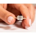 2.5ct Emerald Cut Solitaire Moissanite Engagement Ring