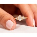 1.5ct Pear Moissanite Bezel Engagement Ring