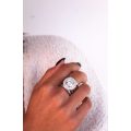 Sterling Silver Wide Band Ring With Big Centre Stone