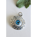 Sterling Silver Greek Eye Oval Pendant