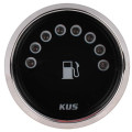 Kus LED Fuel Level Gauge - 52mm - Black Face with Silver Bezel