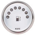 Kus LED Fuel Level Gauge - 52mm - White Face with Silver Bezel