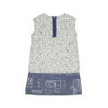 Girls Dress - Beige and blue alphabet letters cotton dress