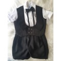 Christening Boys Black pinstripe and waist coat with white cotton shirt