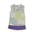 Girls Dress - Flower pattern with purple hem cotton dress