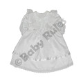 Christening Girls White with satin bow and lace and ribbon detail