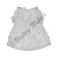 Christening Girls White with satin bow and lace and ribbon detail