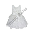 Christening Girls White Satin Layered Lace Dress With White And Silver Flower