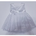 Christening Girls White Layered Lace Dress With White Flower