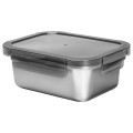 Stainless Steel Rectangular Food Storage Container With Lid, 800ml