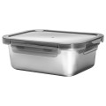 Stainless Steel Rectangular Food Storage Container With Lid, 1.2 Litre